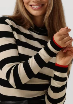 SUMMUM e tops & t-shirts turtle neck top sheer jersey stripe zwart Clearance