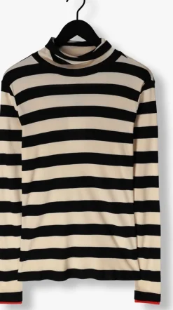 SUMMUM e tops & t-shirts turtle neck top sheer jersey stripe zwart Clearance
