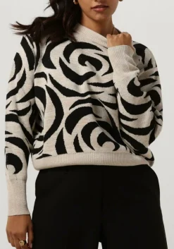 SUMMUM e trui mock neck sweater big rose jacquard knit zwart New