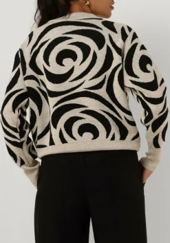 SUMMUM e trui mock neck sweater big rose jacquard knit zwart New