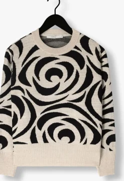 SUMMUM e trui mock neck sweater big rose jacquard knit zwart New