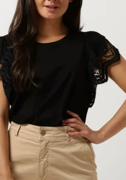 SUMMUM e t-shirt jersey top tee with lace zwart Sale
