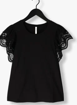 SUMMUM e t-shirt jersey top tee with lace zwart Sale