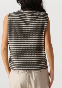 SUMMUM e t-shirt sleeveless top knitted stripe coated zwart Outlet