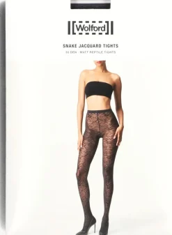 WOLFORD e panty's snake jacquard thights zwart Online