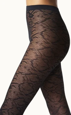 WOLFORD e panty's snake jacquard thights zwart Online